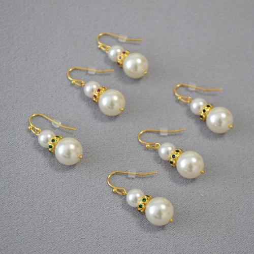 Cubic Zirconia Micro Pave Brass Earring, with Plastic Pearl, gold color plated, fashion jewelry & micro pave cubic zirconia & for woman Pearls sizes 8 and 12mm 
