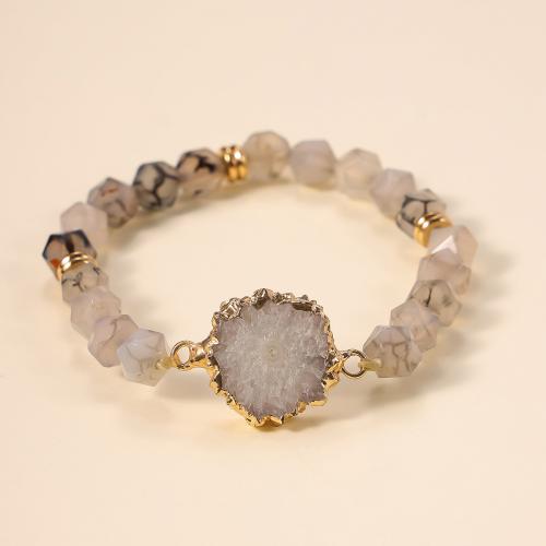 Gemstone Bracelets, Natural Stone, with 304 Stainless Steel, fashion jewelry & for woman 