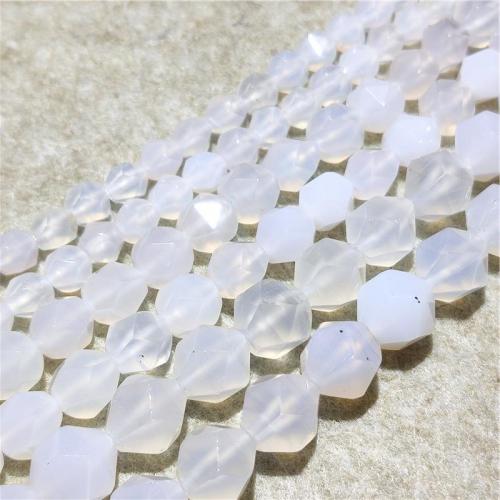 Perla de ágata blanca natural, Ágata blanca, Bricolaje & diverso tamaño para la opción & facetas, Blanco, longitud:aproximado 36-38 cm, Vendido por Sarta