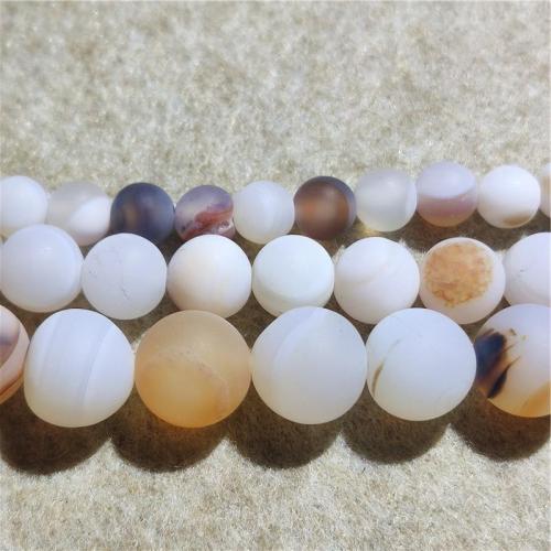 Natürliche Streifen Achat Perlen, rund, DIY & verschiedene Größen vorhanden & satiniert, gemischte Farben, Länge:ca. 36-38 cm, verkauft von Strang
