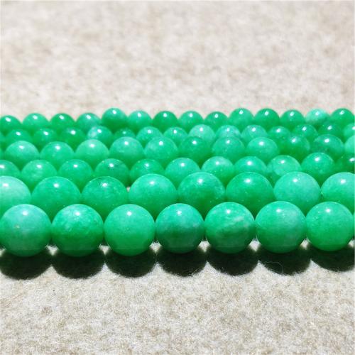 Einzelne Edelstein Perlen, Quarzit Jade, rund, Modeschmuck & DIY & verschiedene Größen vorhanden, grün, Länge:ca. 38-40 cm, verkauft von Strang