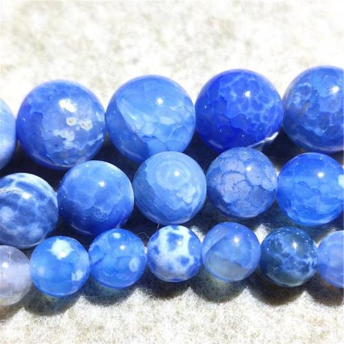 Perles agate veines de dragon naturelles, Rond, DIY & normes différentes pour le choix, bleu Environ 38-40 cm, Vendu par brin