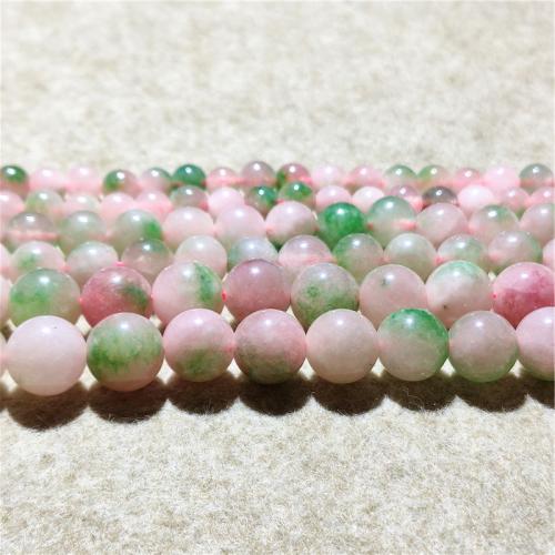 Einzelne Edelstein Perlen, Quarzit Jade, rund, Modeschmuck & DIY & verschiedene Größen vorhanden, gemischte Farben, Länge:ca. 38-40 cm, verkauft von Strang