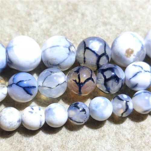Perles agate veines de dragon naturelles, Rond, DIY & normes différentes pour le choix, couleurs mélangées Environ 38-40 cm, Vendu par brin