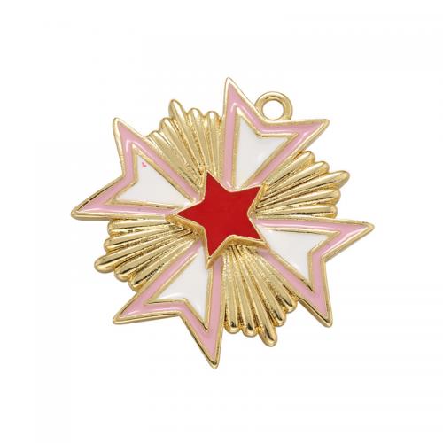 Enamel Brass Pendants, Star, gold color plated, DIY Approx 1.5mm 