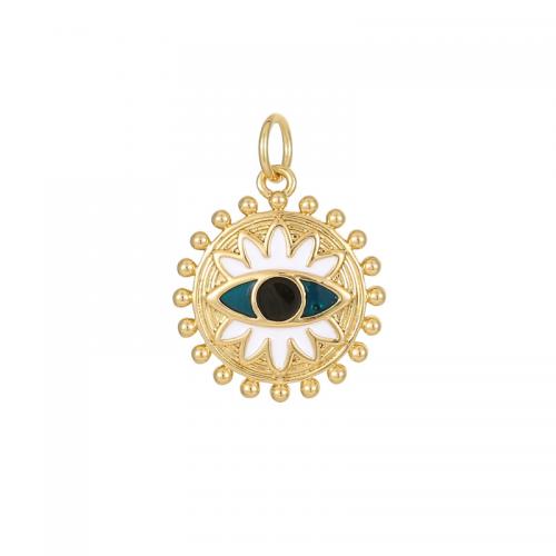 Fashion Evil Eye Pendant, Brass, 14K gold plated, DIY & micro pave cubic zirconia 