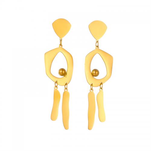 Titanium Steel Earrings, fashion jewelry & for woman, golden, 65mm 