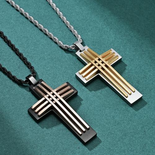 Stainless Steel Jewelry Necklace, 304 Stainless Steel, Cross, fashion jewelry & for man Approx 45 cm 