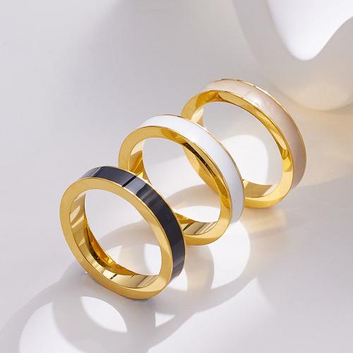 Titanium Steel Finger Ring & for woman & enamel width 4mm 
