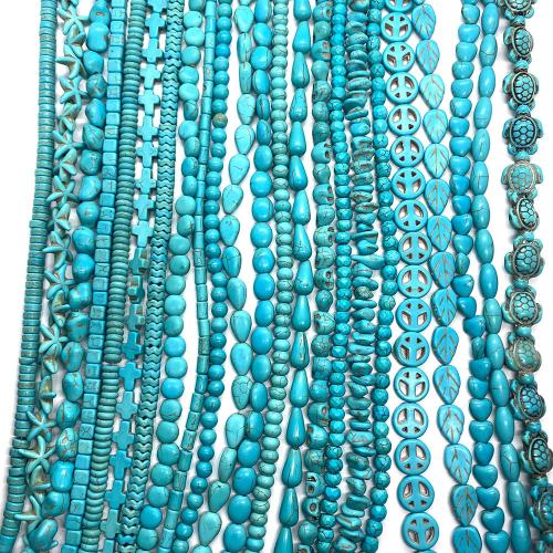 Synthetische Türkis Perlen, Unterschiedliche Form zur Auswahl & DIY, blau, Länge:ca. 38 cm, verkauft von Strang