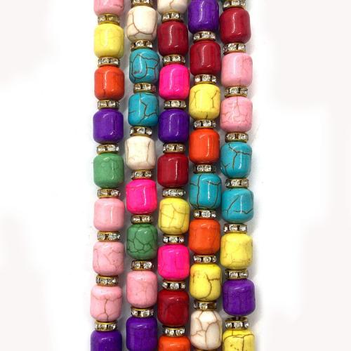 Synthetische Türkis Perlen, Zylinder, DIY, farbenfroh, 8x10mm, Länge:ca. 38 cm, verkauft von Strang
