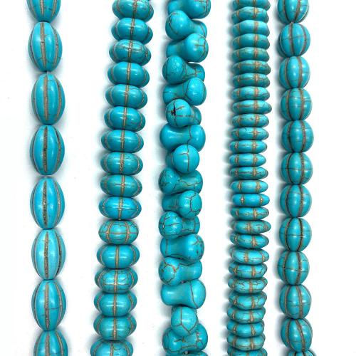 Synthetische Türkis Perlen, DIY & verschiedene Größen vorhanden, blau, Länge:ca. 38 cm, verkauft von Strang
