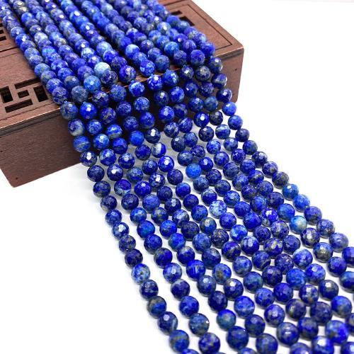 Natürlichen Lapislazuli Perlen, rund, DIY & facettierte, tiefblau, 6mm, Länge:ca. 38 cm, verkauft von Strang