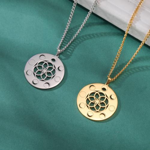 Stainless Steel Jewelry Necklace, 304 Stainless Steel, with 5CM extender chain, Round, plated, for woman & hollow cm 