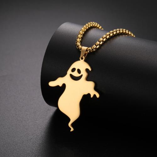 Stainless Steel Jewelry Necklace, 304 Stainless Steel, with 5CM extender chain, Ghost, plated, for woman & hollow cm 
