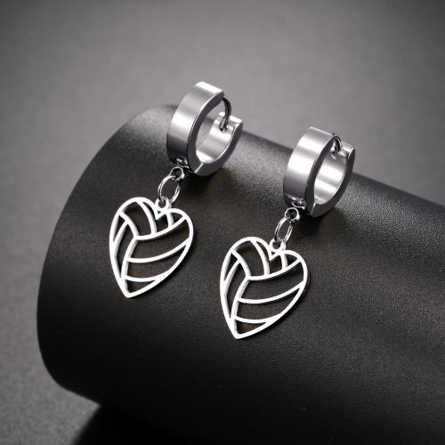 Stainless Steel Drop Earring, 304 Stainless Steel, Heart, plated, for woman & hollow 