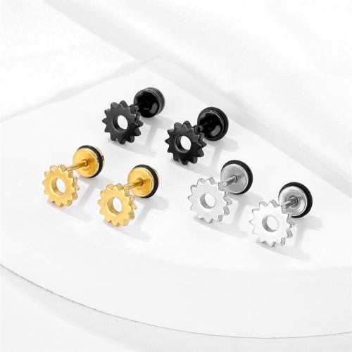 Titanium Steel Earrings, Gear Wheel, plated, fashion jewelry 