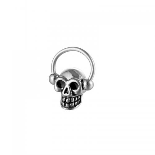 Titanium Steel Earrings, Skull, plated, fashion jewelry, silver color 