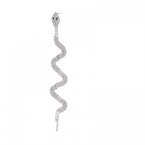 チタン鋼のイヤリング, チタン鋼, ヘビ, メッキ, ファッションジュエリー & ライン石のある, シルバー, 152mm, 売り手 ペア