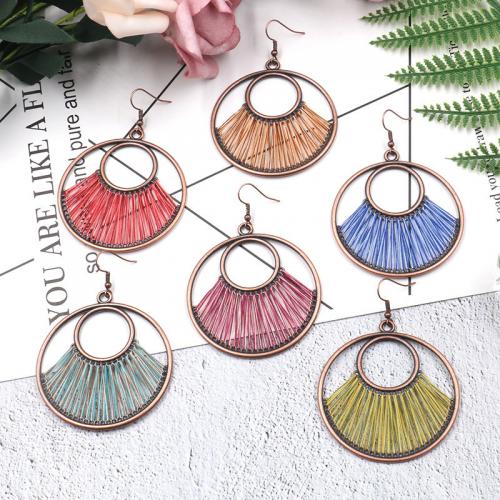 Zinc Alloy Drop Earring, with Golden Threads, handmade, fashion jewelry & for woman 
