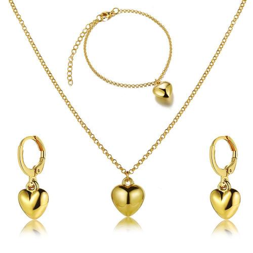 Fashion Zinc Alloy Jewelry Sets, bracelet & earring & necklace, Heart, plated, three pieces & fashion jewelry & for woman 
