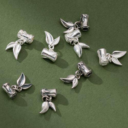 Sterling Silver Pendants, 925 Sterling Silver, Antique finish, DIY Tube 5*7.5mm leaf 7.5*10*2.5mm Approx 2.2mm 