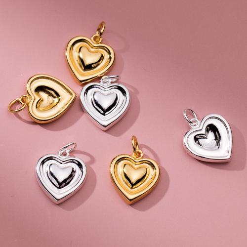 Sterling Silver Heart Pendants, 925 Sterling Silver, plated, DIY 