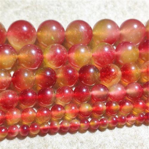 Perles de pierre gemme unique, calcédoine, Rond, DIY & normes différentes pour le choix, couleurs mélangées Environ 38-40 cm, Vendu par brin