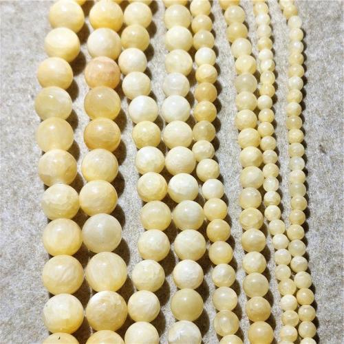 Einzelne Edelstein Perlen, Chalzedon, rund, DIY & verschiedene Größen vorhanden, gelb, Länge:ca. 38-40 cm, verkauft von Strang