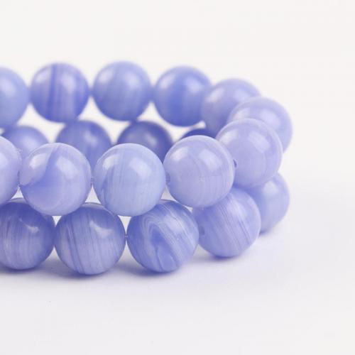 Einzelne Edelstein Perlen, Chalzedon, rund, DIY & verschiedene Größen vorhanden, violett, Länge:ca. 35-40 cm, verkauft von Strang