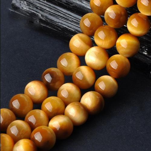 Tiger Eye Beads, Round, DIY golden Approx 38-40 cm 