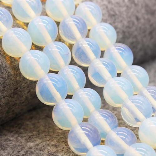 Opal Perlen, rund, DIY & verschiedene Größen vorhanden, weiß, Länge:ca. 38-40 cm, verkauft von Strang
