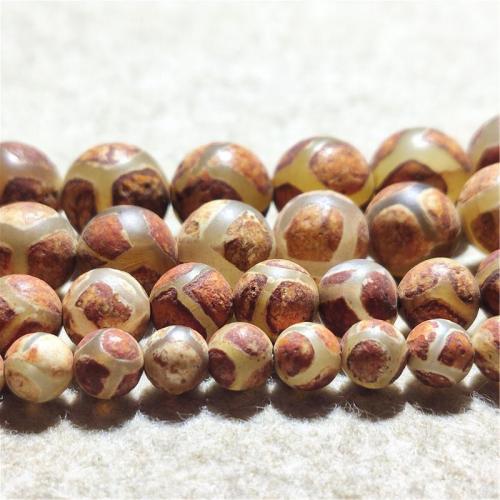 Perles agate dzi tibétaine naturelle, agate Tibétaine, Rond, DIY & normes différentes pour le choix, couleurs mélangées Environ 38-40 cm, Vendu par brin
