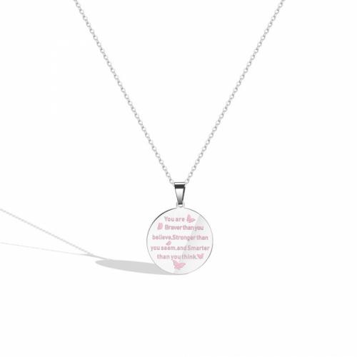 Titanium Steel Jewelry Necklace, with 5cm extender chain, Flat Round, polished, fashion jewelry & Unisex & enamel nickel, lead & cadmium free, 29mm Approx 60.6 cm 