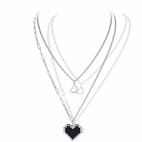 Titanium Steel Jewelry Necklace, with 5cm extender chain, Heart, Vacuum Ion Plating, Double Layer & fashion jewelry & for woman nickel, lead & cadmium free Approx 35 cm, Approx 45 cm 
