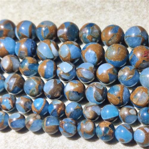 Perles de pierre gemme unique, Pierre cloisonnée, Rond, DIY & normes différentes pour le choix, couleurs mélangées Environ 38-40 cm, Vendu par brin