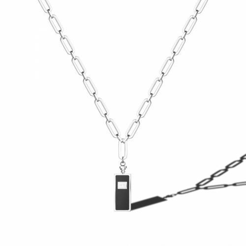 Titanium Steel Jewelry Necklace, 316 Stainless Steel, with 5cm extender chain, Rectangle, polished, fashion jewelry & for woman, black, nickel, lead & cadmium free Approx 40 cm 