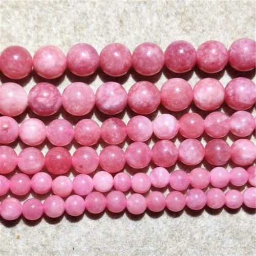 Perles de pierre gemme unique, calcédoine, Rond, DIY & normes différentes pour le choix, rose Environ 38-40 cm, Vendu par brin