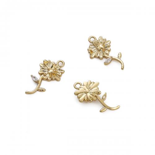 Colgantes de flor de latón, metal, 14K lleno de oro, Bricolaje & diferentes estilos para la opción, Vendido por UD