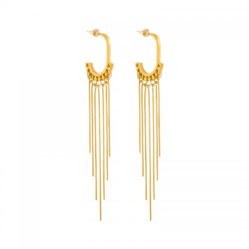 Titanium Steel Earrings, fashion jewelry & for woman, golden, 100mm 
