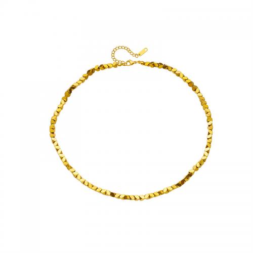 Collar de la joyería de titanio, Partículas de acero, con 5cm extender cadena, para mujer, dorado, longitud:aproximado 40 cm, Vendido por Sarta