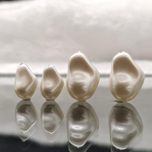 Perlas de Cristal, Perlas de vidrio, Barroco, Bricolaje & diverso tamaño para la opción & perforado medio, Blanco, Vendido por UD