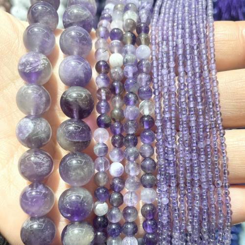 天然紫水晶のビーズ, アメジスト, ラウンド形, DIY & 異なるサイズの選択, パープル, 長さ:約 38 センチ, 売り手 ストランド