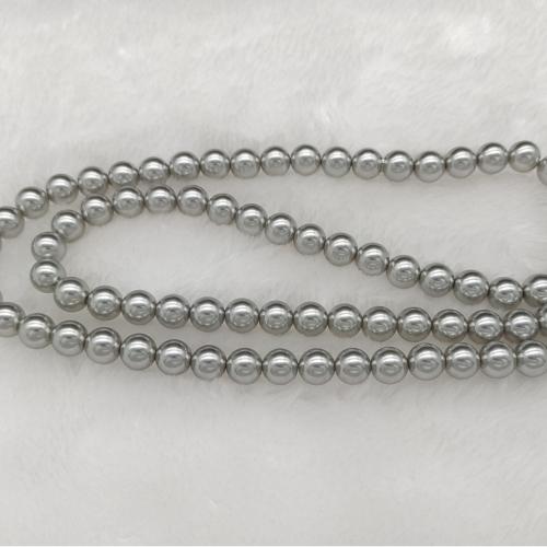 Baking Varnish Glass Beads, Glass Pearl, Round, stoving varnish, DIY silver-grey 