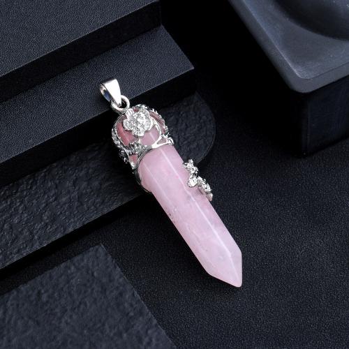 Gemstone Zinc Alloy Pendants, Natural Stone, with Zinc Alloy, silver color plated, DIY 