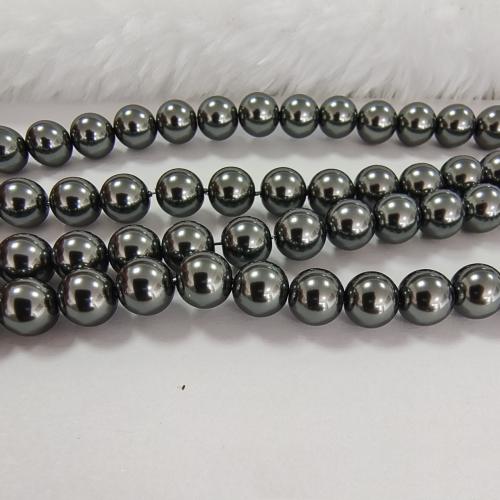 Cuisson des perles de verre vernis, perle de verre, Rond, vernis au four, DIY & normes différentes pour le choix, gris foncé, Vendu par brin
