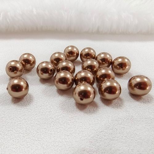 Baking Varnish Glass Beads, Glass Pearl, Round, stoving varnish, DIY & half-drilled, coffee color, Approx 