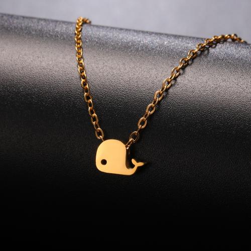 Titanium Steel Jewelry Necklace, with 5CM extender chain, Whale, plated, for woman cm 