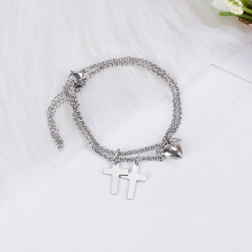 Stainless Steel Charm Bracelet, 304 Stainless Steel, with Zinc Alloy, with 5cm extender chain, stoving varnish, 2 pieces & Unisex original color Approx 16.5 cm 