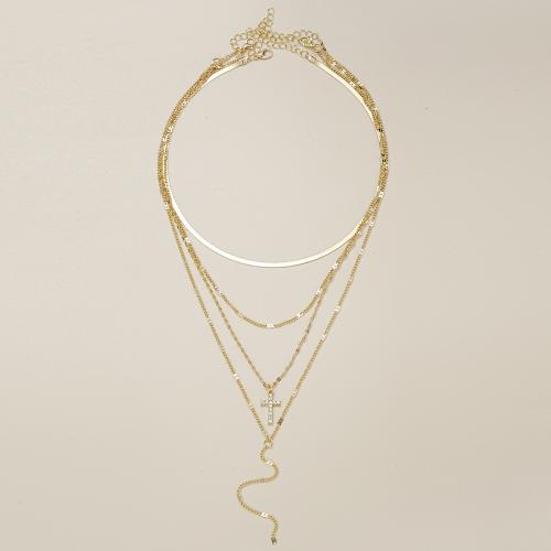 Crystal Zinc Alloy Necklace, with Crystal, 4 pieces & fashion jewelry & for woman, golden [
